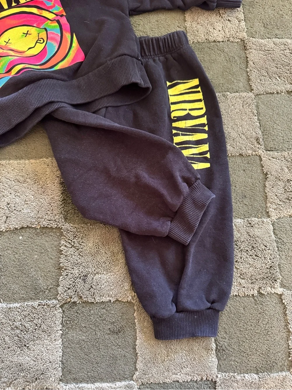 NIRVANA Black Kids Tie-Dye Smiley Logo Pajama Set